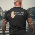 Besopen High Who Hand Is Saufen Party T-Shirt mit Rückendruck Geschenke für alte Männer