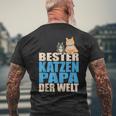 With Bester Katzenpapa Der Welt T-Shirt mit Rückendruck Geschenke für alte Männer