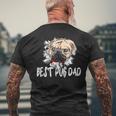 Bester Mops Papa Aller Zeitenintage T-Shirt mit Rückendruck Geschenke für alte Männer