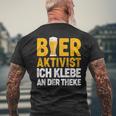 Bier-Aktivist Schwarzes Kurzärmliges Herren-T-Kurzärmliges Herren-T-Shirt, Ich Klebe An Der Theke Lustiges Biertrinker-Design Geschenke für alte Männer