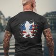 Bigfoot Bow Hunting Archery American Flag Sasquatch Mens Back Print T-shirt Gifts for Old Men