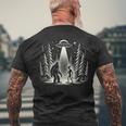 Bigfoot Meets Alien- Alien & Bigfoot Full Moon Sasquatch Ufo Men's T-shirt Back Print Gifts for Old Men