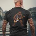 Bigfoot Playing Electric Guitar Rock Music Band Sasquatch Men's T-shirt Back Print Gifts for Old Men