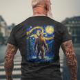 Bigfoot Starry Night Sasquatch Van Gogh Painting Men's T-shirt Back Print Gifts for Old Men
