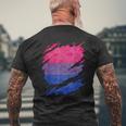 Bisexual Pride Flag Ripped Reveal Men's T-shirt Back Print Gifts for Old Men