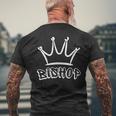 Bishop Family Name Cool Bishop Name And Royal Crown Men's T-shirt Back Print Gifts for Old Men