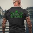 Bitches Drink Up St Patrick's Day Cute Men's T-shirt Back Print Gifts for Old Men