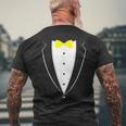 Black And White Tuxedo With Yellow Bow Tie NoveltyMen's T-shirt Back Print Gifts for Old Men