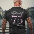 Blessed By God For 75 Years Old 75Th Birthday Party B-Day Men's T-shirt Back Print Gifts for Old Men