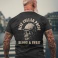 Blue Collar Pride Construction Iron Worker Skull Blue Collar Men's T-shirt Back Print Gifts for Old Men