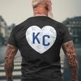 Blue Kc Heart Kansas City 2 Letter Kc Pattern Love Kc Blue Men's T-shirt Back Print Gifts for Old Men