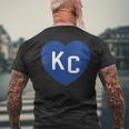 Blue Kc Heart Kc Kansas City Kc Love Blue Kc Hearts Blue Men's T-shirt Back Print Gifts for Old Men