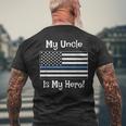 Blue Line Flag My Uncle Hero Police Officer Family Men's T-shirt Back Print Gifts for Old Men