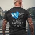 Blue Puzzle Heart Men's T-shirt Back Print Gifts for Old Men