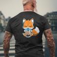 Boba Fox Drinking Cute Kawaii Japanese Foxy Anime Men's T-shirt Back Print Gifts for Old Men