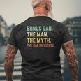 Bonus Dad The Man Myth Bad Influence Retro Mens Back Print T-shirt Gifts for Old Men