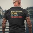 Bonus Grandpa The Myth Bad Influence Fathers Day Mens Back Print T-shirt Gifts for Old Men