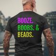 Booze Boobs Beads Mardi Gras New Orleans Men's T-shirt Back Print Gifts for Old Men