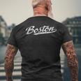 Boston Massachusetts Ma Vintage Sports Script Men's T-shirt Back Print Gifts for Old Men