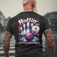 Bowling Party Rollin' 9 Awesome 2015 9Th Birthday Girls Men's T-shirt Back Print Gifts for Old Men