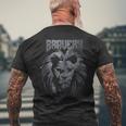 Bravery Courage Lion Mane Animal Big Cat Grey Men's T-shirt Back Print Gifts for Old Men