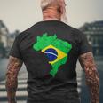 Brazil Map Brazilian Flag Trip Brasileiro Bandeiro Do Brasil Men's T-shirt Back Print Gifts for Old Men