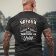 Breaux Blood Runs Through My Veins Legend NameShirt Mens Back Print T-shirt Gifts for Old Men