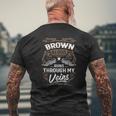 Brown Blood Runs Through My Veins Legend NameShirt Mens Back Print T-shirt Gifts for Old Men