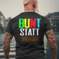 Bunt Statt Braun Kurzärmliges Herren-T-Kurzärmliges Herren-T-Shirt, Farbblock-Schrift Design, Schwarzes Tee Geschenke für alte Männer