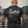 Captain Papa Pontoon Boat Owner Captain Sailors Boating Mens Back Print T-shirt Gifts for Old Men