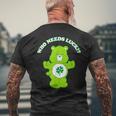 Care Bears St Patrick's Day Good Luck Bear Who Needs Luck Men's T-shirt Back Print Gifts for Old Men