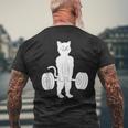 Cat Deadlift Powerlifting Kitty Weightlifting Cat Men's T-shirt Back Print Gifts for Old Men