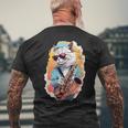 Cat With Saxophone Cat Playing Saxophone Men's T-shirt Back Print Gifts for Old Men