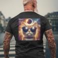 Cat Taking A Selfie With Solar 2024 Eclipse Wearing Glasses Men's T-shirt Back Print Gifts for Old Men