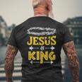 Christliches Kurzärmliges Herren-T-Kurzärmliges Herren-T-Shirt Jesus is King mit Dornenkrone Design, Glaubensbekenntnis Tee Geschenke für alte Männer