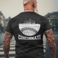 Cincinnati Skyline Retro Cincinnati Baseball Vintage Men's T-shirt Back Print Gifts for Old Men