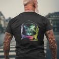 Clothing Co Space Cat Rainbow Astronaut Helmet Galaxy Mens Back Print T-shirt Gifts for Old Men