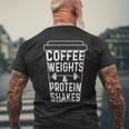 Coffee Weights & Protein Shakes Lifting Men's T-shirt Back Print Gifts for Old Men