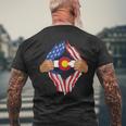 Colorado Roots Inside State Flag American Proud Men's T-shirt Back Print Gifts for Old Men