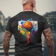 Colorful Basketball Tie Dye Color Splash Hoop Net Slam Dunk Men's T-shirt Back Print Gifts for Old Men