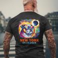 Colorful Bulldog Total Solar Eclipse 2024 New York Men's T-shirt Back Print Gifts for Old Men