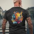 Colorful Capybara With Headphones Vintage Colorful Capybara Men's T-shirt Back Print Gifts for Old Men