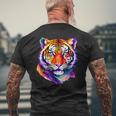 Colorful Tiger Face Neture Wild Animal Pet Lovers Men's Men's T-shirt Back Print Gifts for Old Men