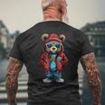Cool Hip-Hop Bear Streetwear Graphic Men's T-shirt Back Print Gifts for Old Men