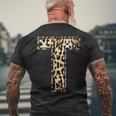 Cool LetterInitial Name Leopard Cheetah Print Men's T-shirt Back Print Gifts for Old Men