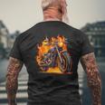 Cool Motorbike Flames And Burning Motorcycle Love Men's T-shirt Back Print Gifts for Old Men