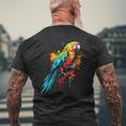 Cool Parrot On Colorful Painted Parrot Men's T-shirt Back Print Gifts for Old Men