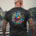Coole Eisvogel Geist Tier Illustration Tie Dye Kunst T-Shirt mit Rückendruck Geschenke für alte Männer