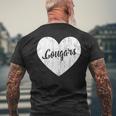 Cougars School Sports Fan Team Spirit Mascot Cute Heart Men's T-shirt Back Print Gifts for Old Men