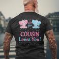 Cousin Gender Reveal Elephant Pink Or Blue Matching Family Men's T-shirt Back Print Gifts for Old Men